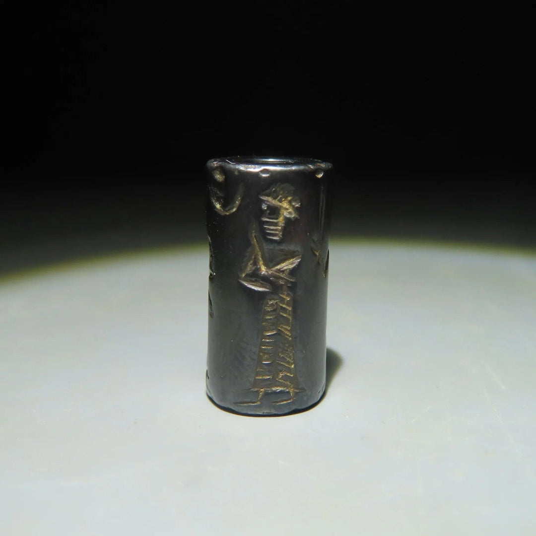 Ancient Babylonian Hematite Cylinder Seal - 2nd to 1st Millennium BCE | Pristine Condition