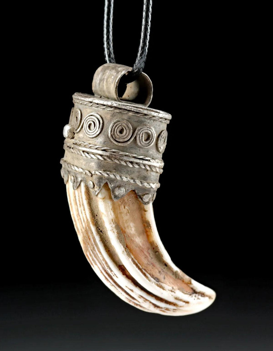 Etruscan Silver Boar Tusk Pendant - 5th Century BCE to 1st Century CE | Greco-Roman Filigree