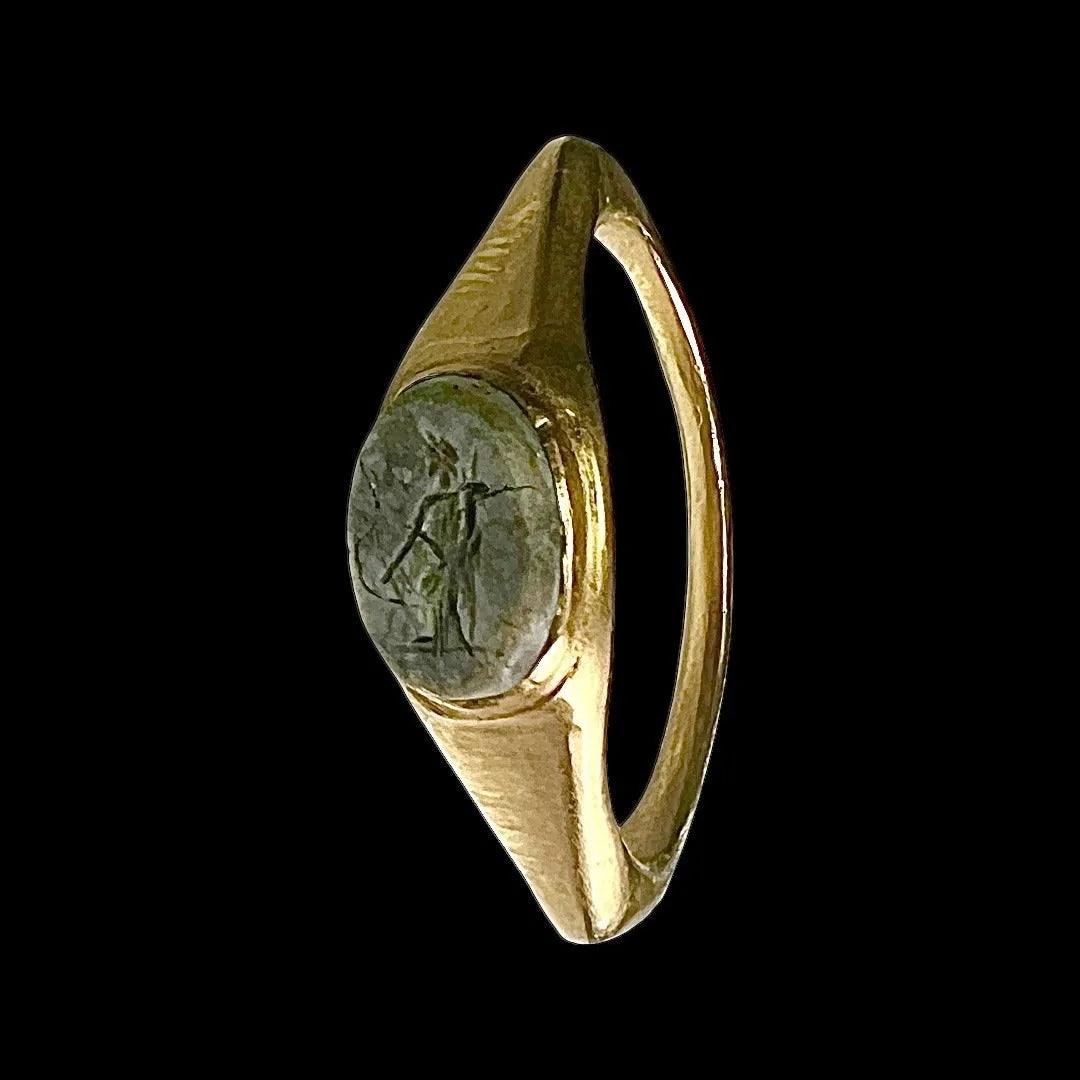 Ancient Roman Gold Ring with Fortuna Intaglio - 1st to 3rd Century CE | Emblem of Luck and Abundance