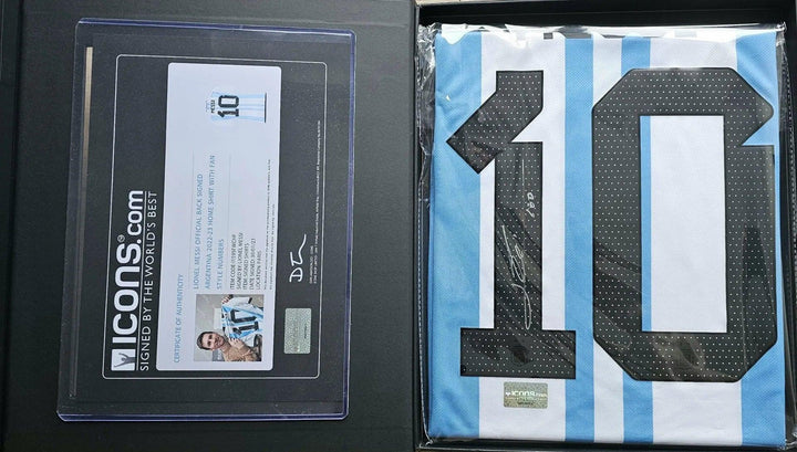 Lionel Messi 10 Argentina World Cup 2022 Home - Signed Soccer Shirt | Premium ICONS COA