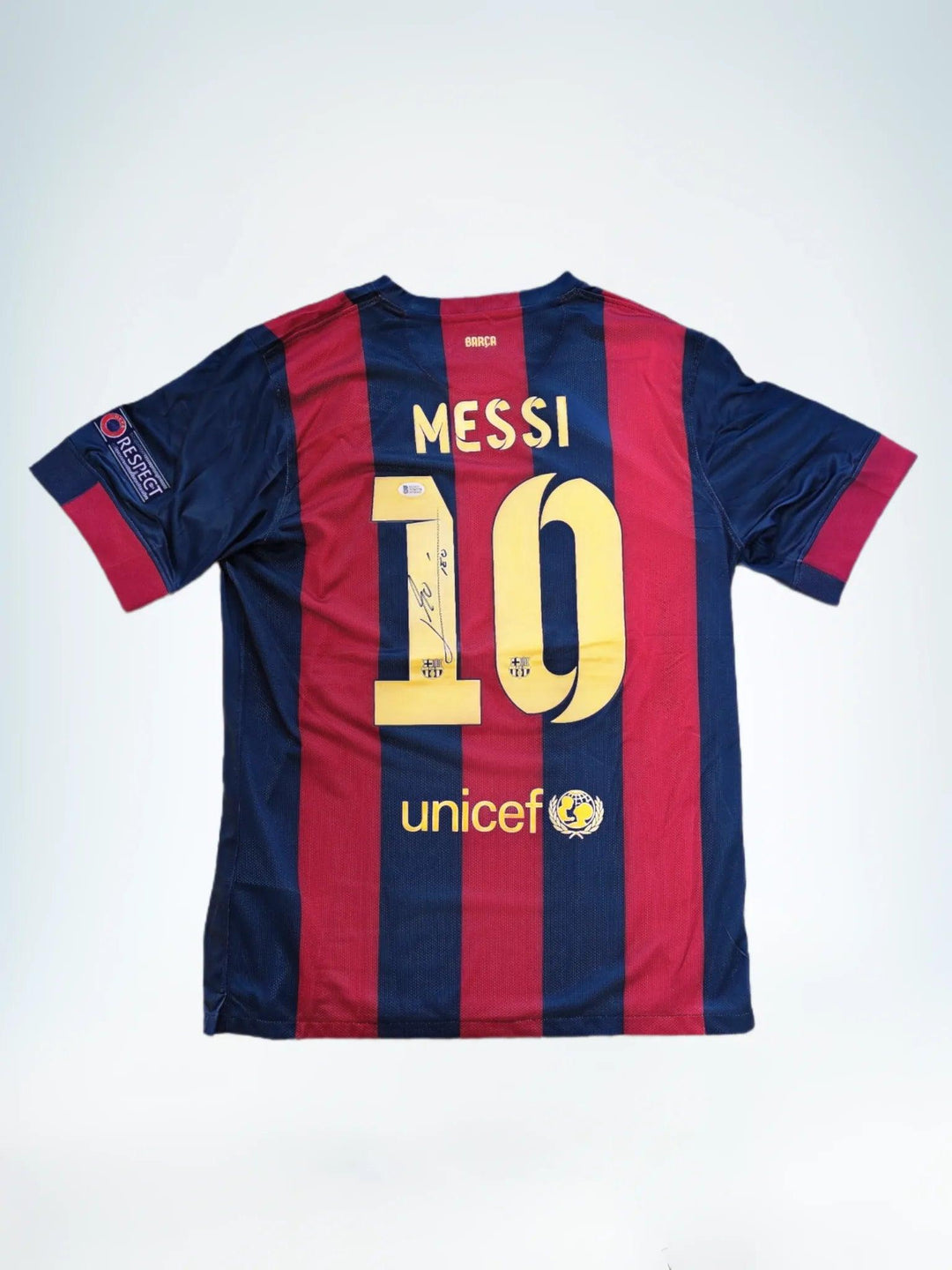 Lionel Messi 10 Barcelona 2014-2015 Home - Signed Soccer Jersey | Berlin Final Triumph