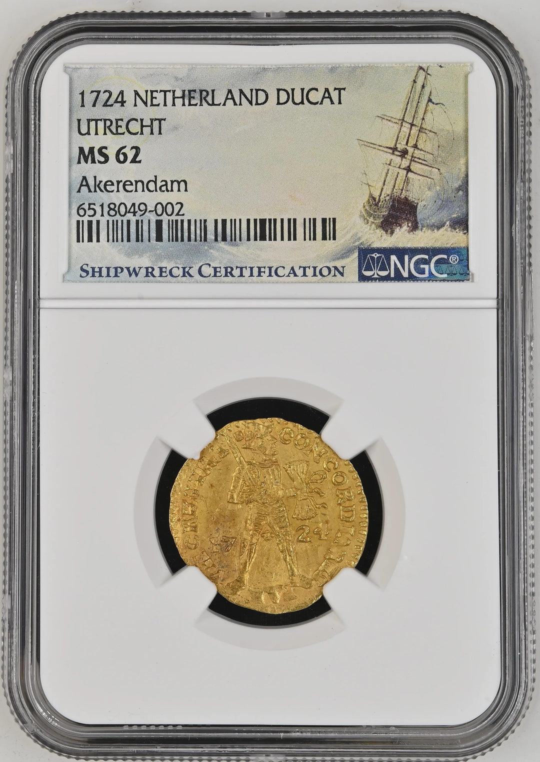 Netherlands Utrecht Gold Ducat - 1724 | Akerendam Shipwreck Maritime Treasure