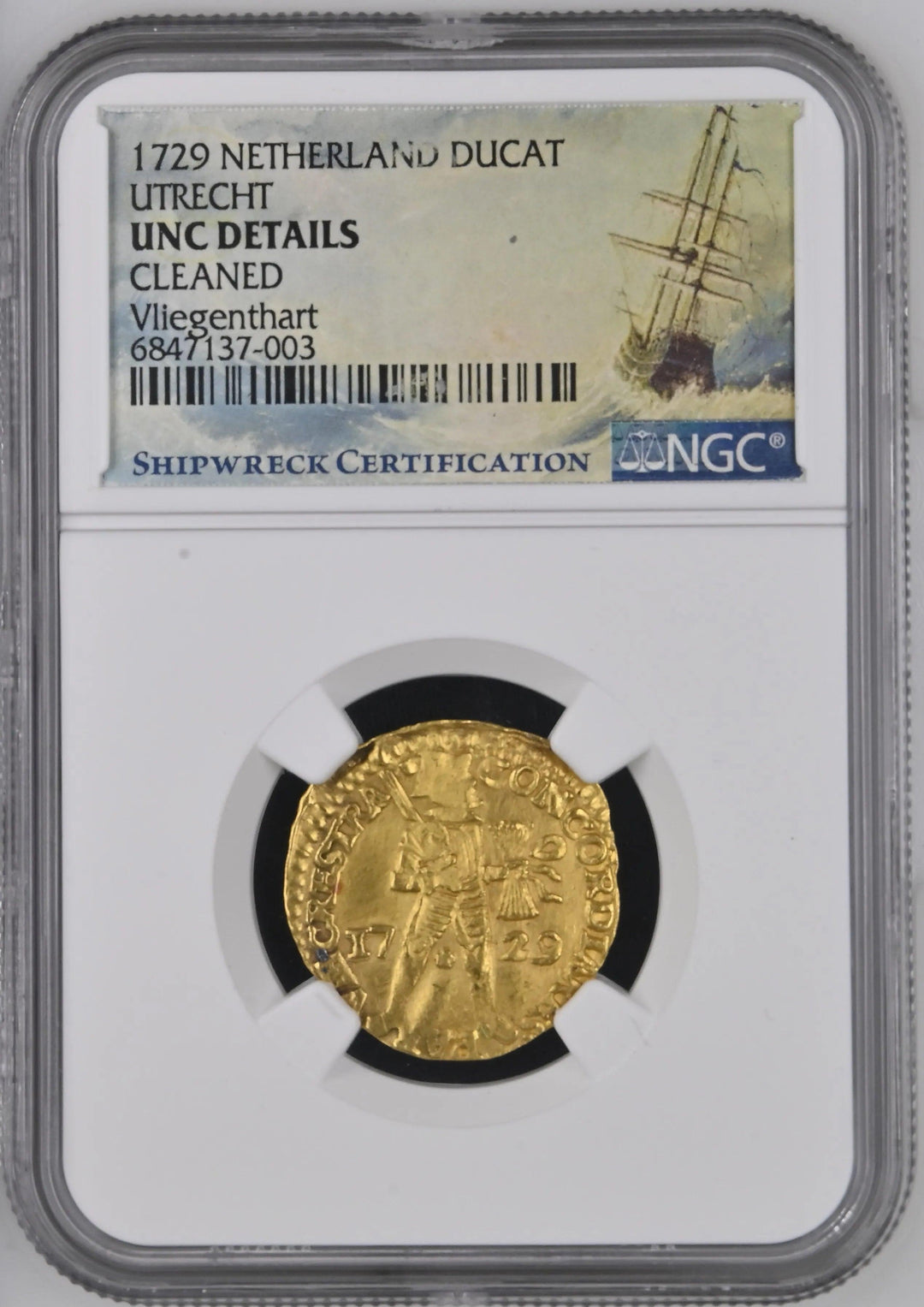 Netherlands Utrecht Gold Ducat - 1729 | Vliegenthart Shipwreck Maritime Treasure