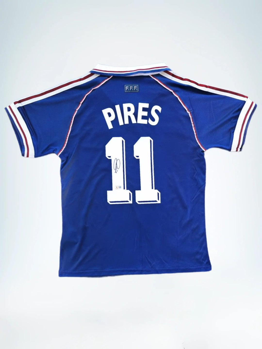 Robert Pires 7 France 1998 World Cup - Signed Soccer Shirt | World Cup Glory