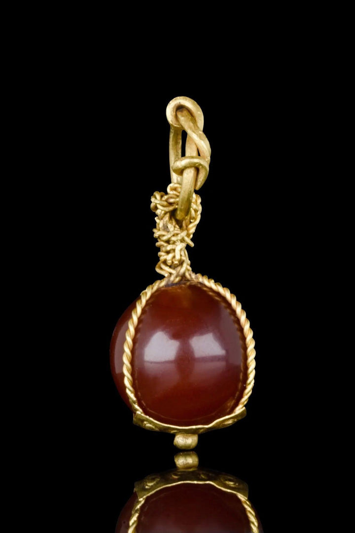 Viking Carnelian Bead Gold Pendant - 10th to 12th Century CE | Artisanal Craftsmanship