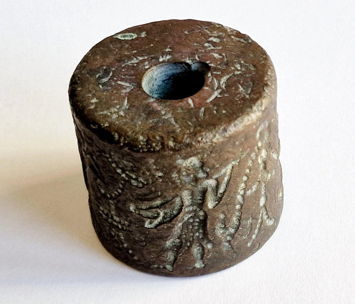 Parthian Solid Bronze Seal Bead - 247 BCE to 224 CE | Intricate Court Scenes Depiction