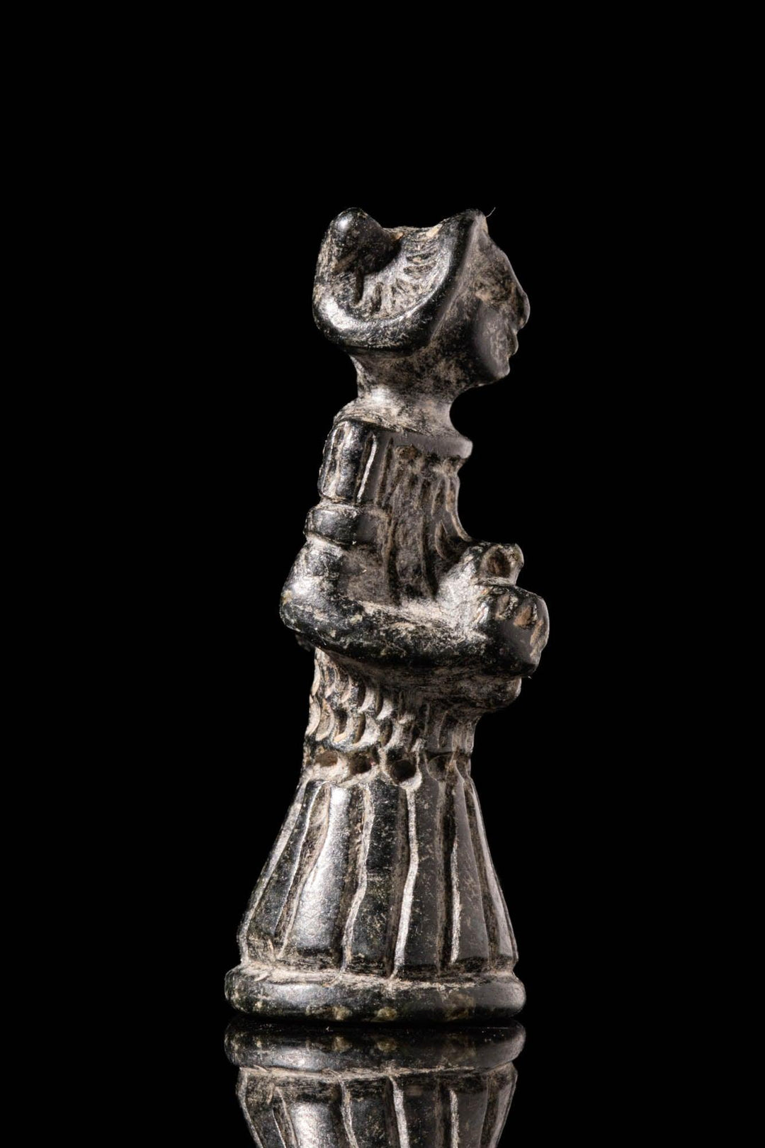 Syro-Hittite Black Stone Goddess Statuette - 18th to 17th Century BCE | Proven Divine Symbolism