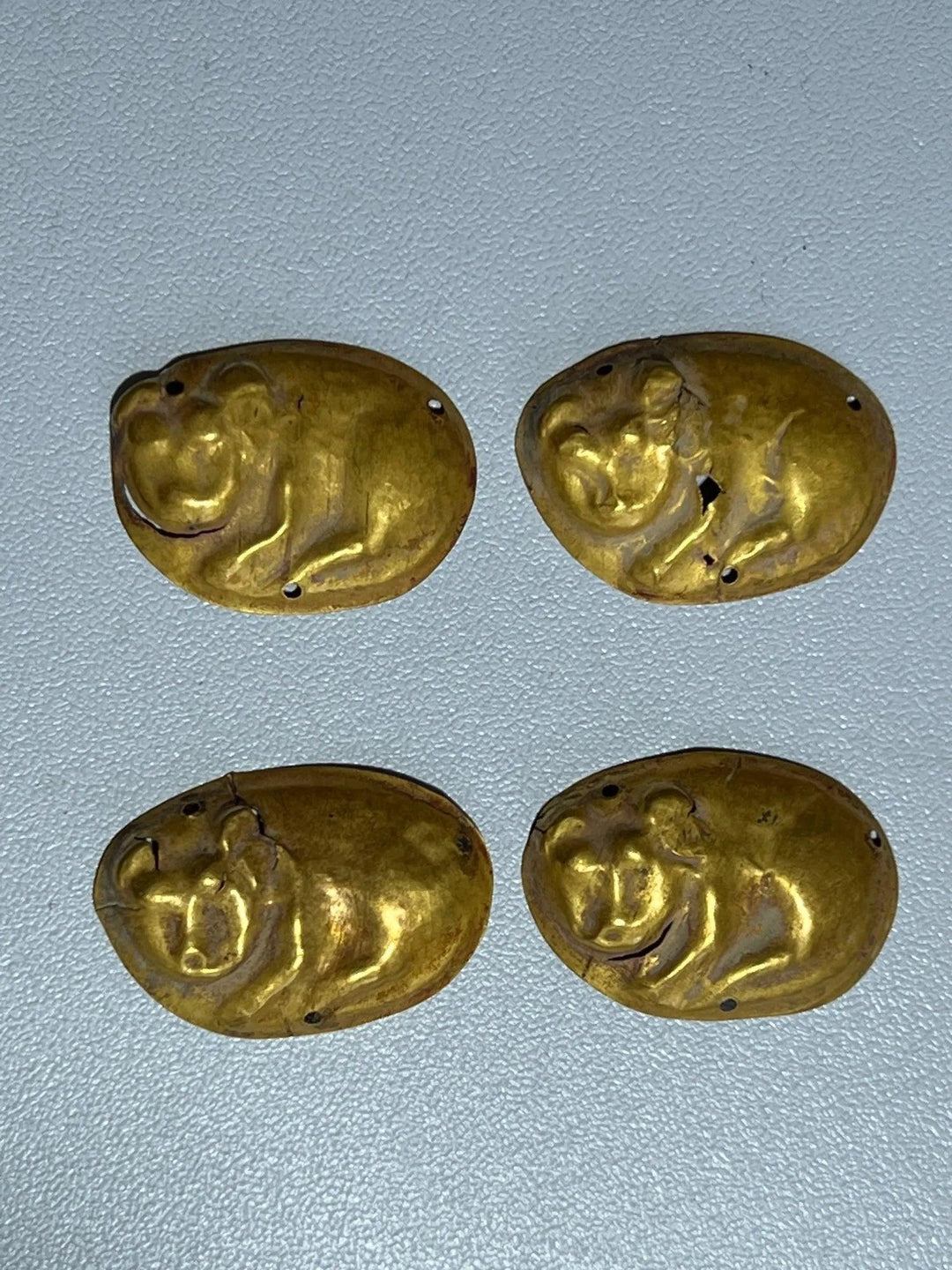 Scythian Gold Set of Four Mammal Appliqués - 9th to 3rd Century BCE | Feline Motif