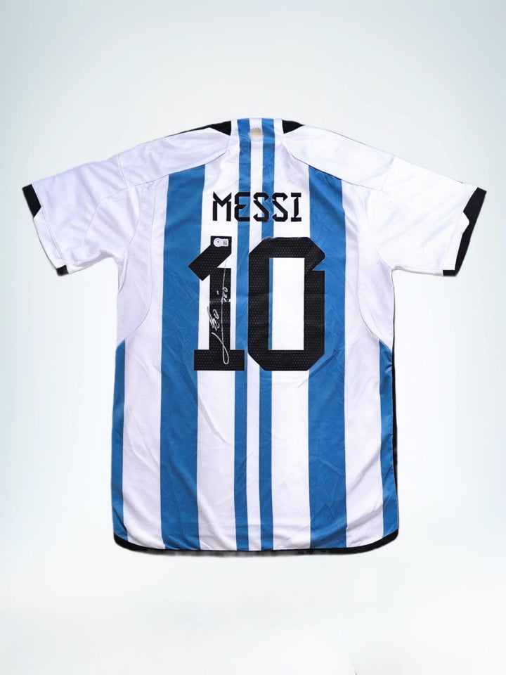 Lionel Messi 10 Argentina 2022 World Cup - Signed Soccer Jersey | Finals Edition