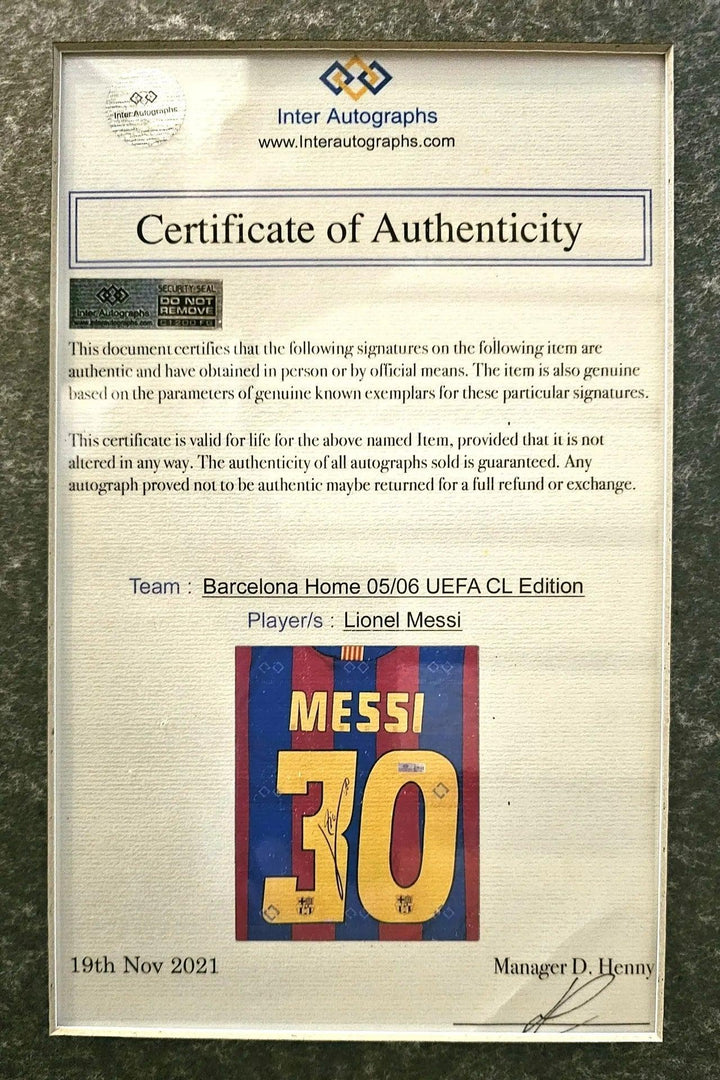 Lionel Messi 30 Barcelona 2005-2006 Home - Signed Soccer Shirt | Birth of a Legend