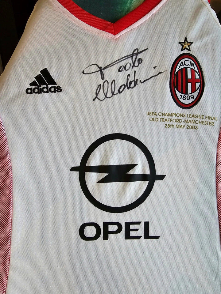 Paolo Maldini 3 AC Milan 2002-2003 Home - Signed Soccer Shirt | UEFA Champions League Final