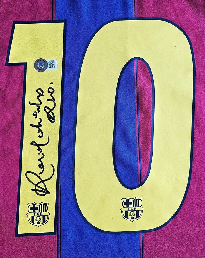 Ronaldinho 10 Barcelona 2003-2004 Home - Signed Soccer Shirt | Samba Magic Unleashed