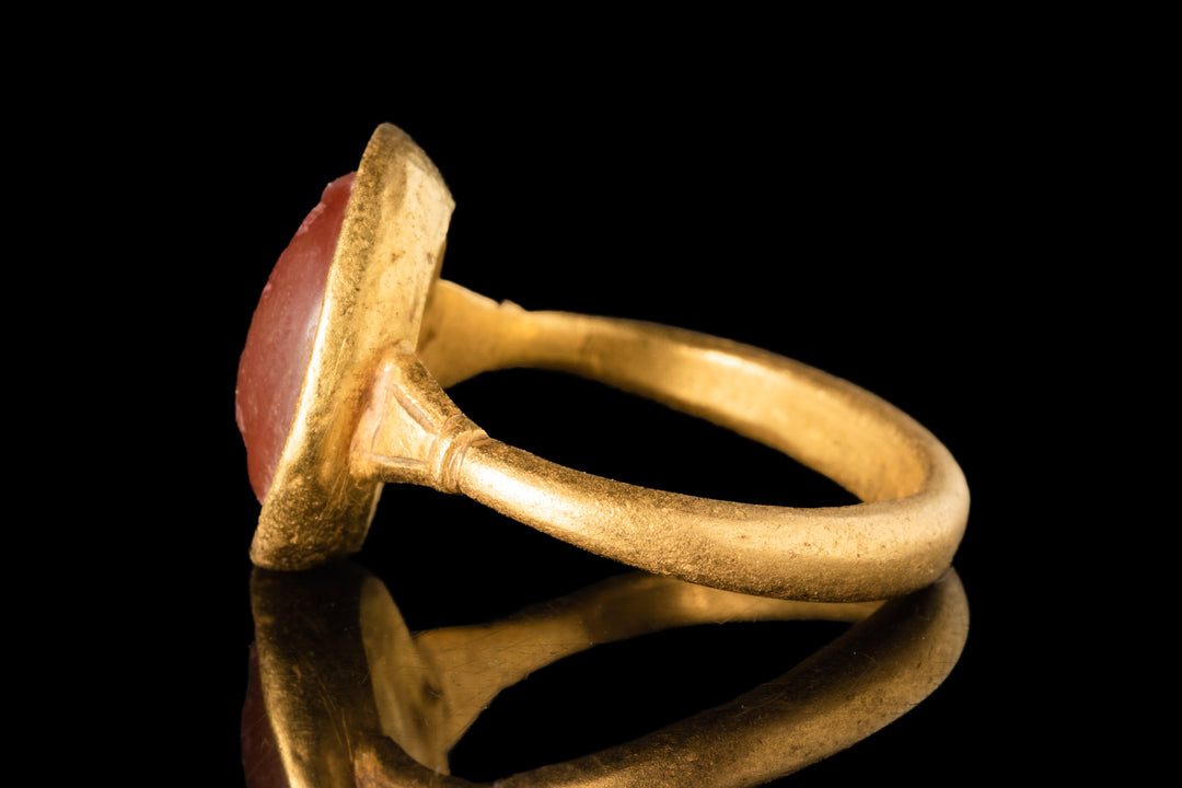 Roman Empire Gold Ring with Carnelian Intaglio | Julia Paula wife of Elagabal