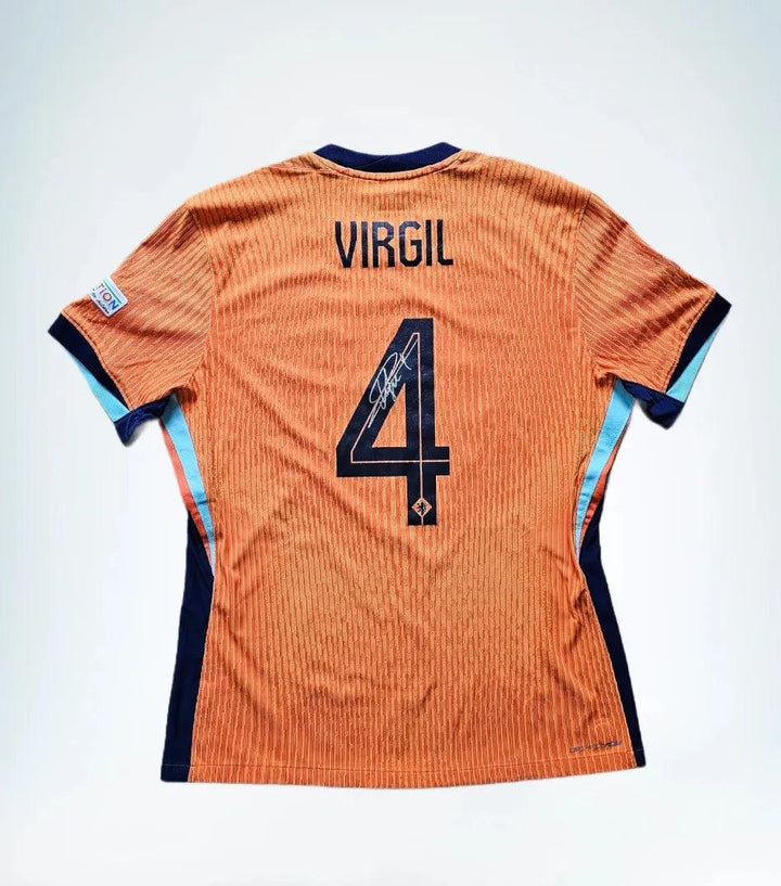 Virgil van Dijk 4 Holland Euro 2024 - Match Worn Shirt Signed | COA + Photo Match