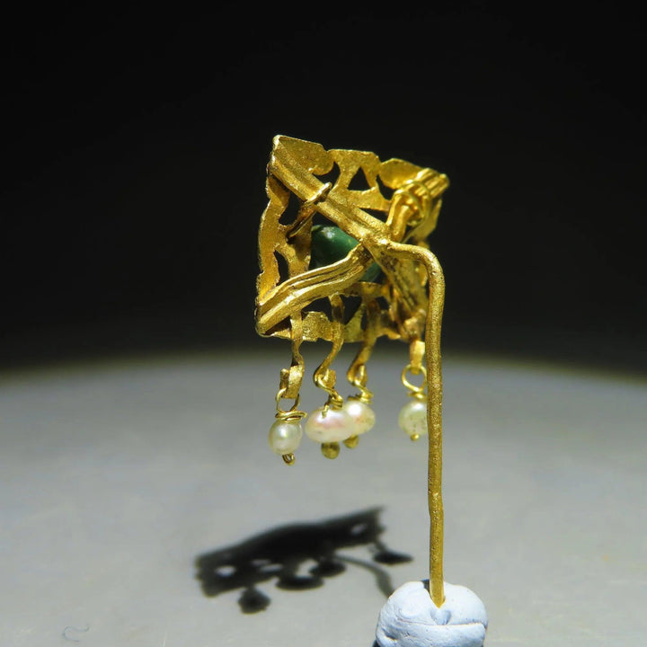 Ancient Greek Gold Earring with Turquoise & Pearls - 4th Century BCE | Museum Florida